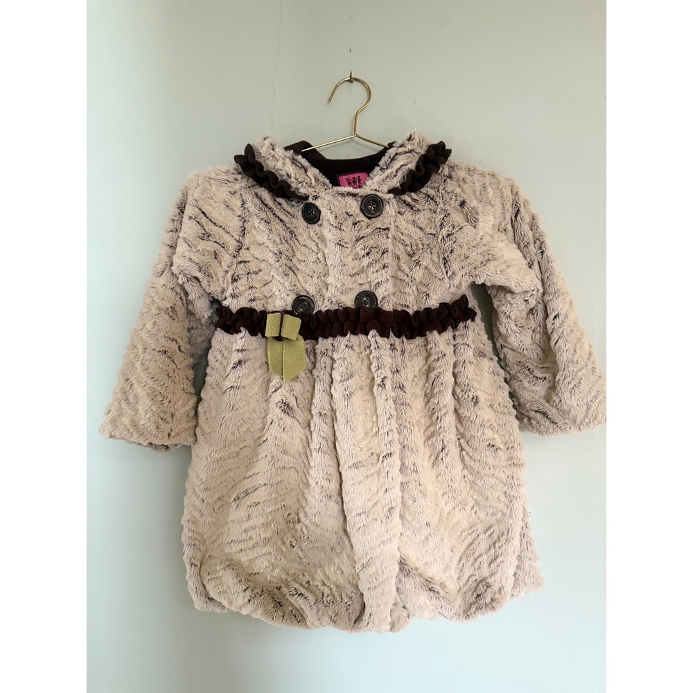Corky & Company Kids Faux Fur Hooded Coat Brown‎ 5 boho whimsi fairy ruffle cozy